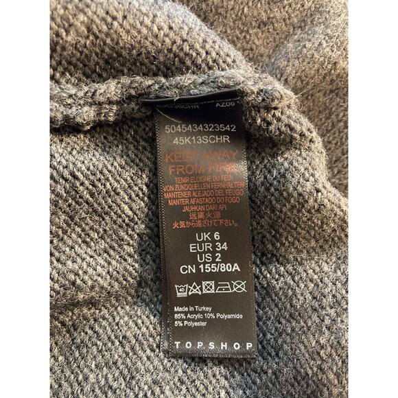 Topshop Funnel Neck Sweater Dress Size 2 Gray NWT Cuffed Ribbed Relaxed Fit - Picture 7 of 7